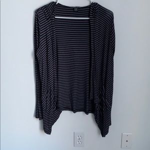 Open Hooded Striped Cardigan